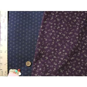 和柄コットン生地・リバーシブル 桜と麻の葉(紫...の詳細画像2