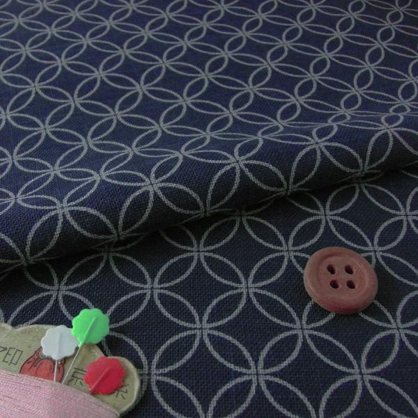 和柄コットン生地・藍染調 七宝つなぎ 10cm単位 切り売り