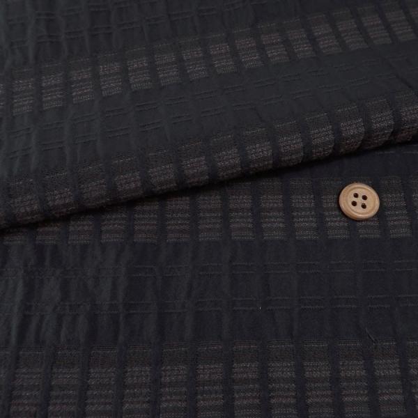 コットンウールドビー生地 ふんわりボーダーステッチ(チャコール) 10cm単位 切り売り