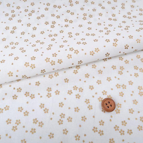 和柄コットン生地 金の小桜(白) 10cm単位 切り売り