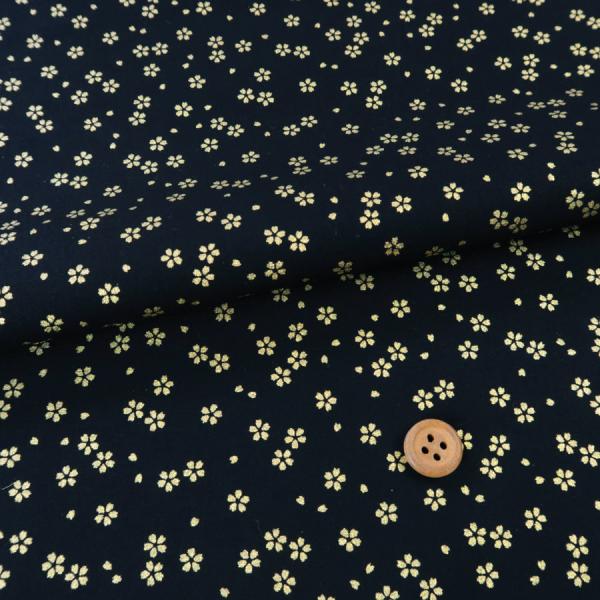 和柄コットン生地 金の小桜(黒) 10cm単位 切り売り