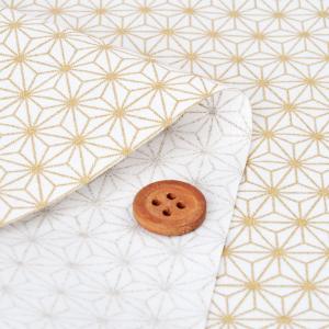 和柄コットン生地 金の麻の葉(白) 10cm単...の詳細画像1
