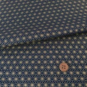 和柄コットン生地 金の麻の葉(濃紺) 10cm単...の商品画像