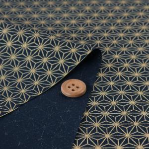 和柄コットン生地 金の麻の葉(濃紺) 10cm...の詳細画像1