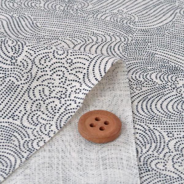 和柄コットン生地 点描の波文様(きなり) 10cm単位 切り売り