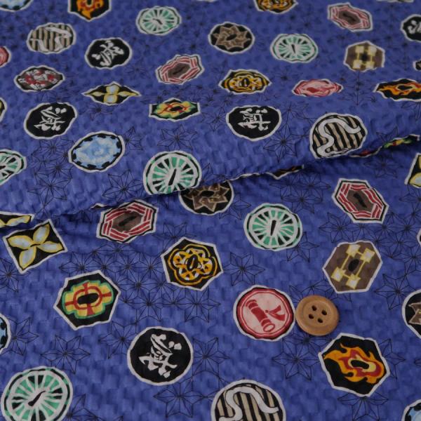 鬼滅の刃リップル生地 (青) 甚平・浴衣に！ 10cm単位 切り売り