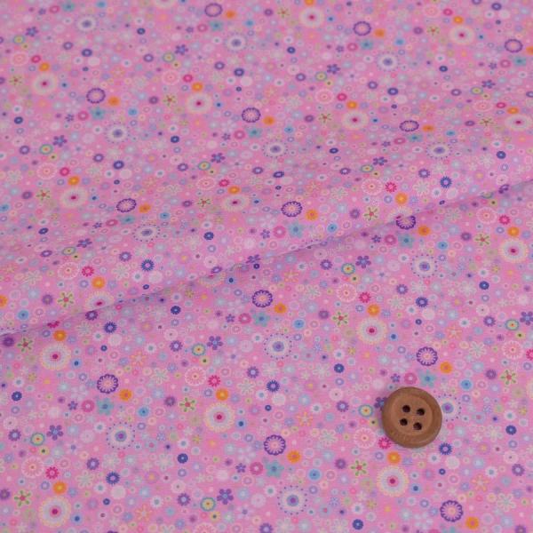 コットン生地 彩り華ビーズ(ピンク) 10cm単位 切り売り