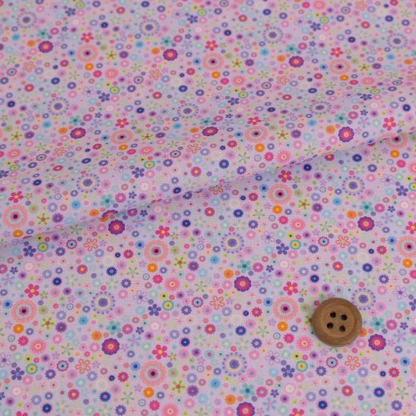 コットン生地 彩り華ビーズ(薄紫) 10cm単位 切り売り