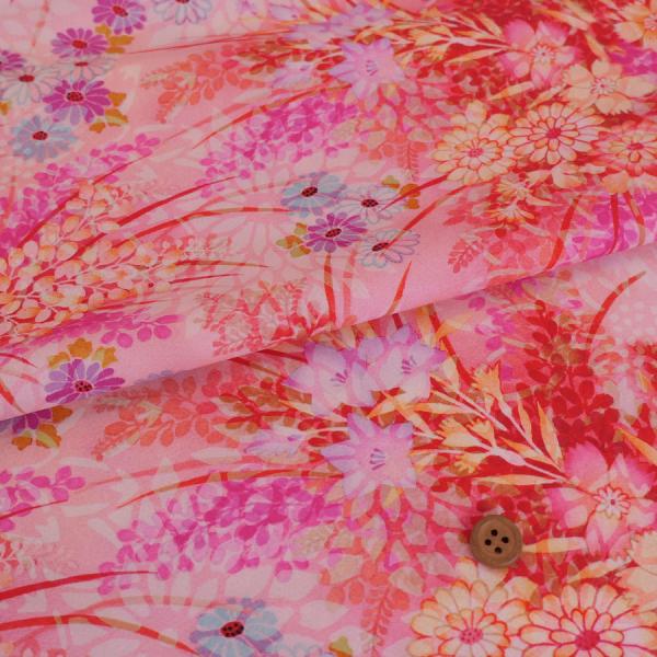 コットン生地 花のファンタジー(ピンク) 10cm単位 切り売り