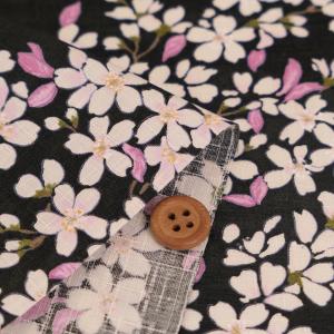 和柄コットン生地 桜空(墨黒) 10cm単位 ...の詳細画像1