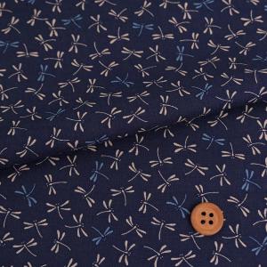 和柄コットン生地 とんぼ柄(紺色) 10cm単位 切り売り