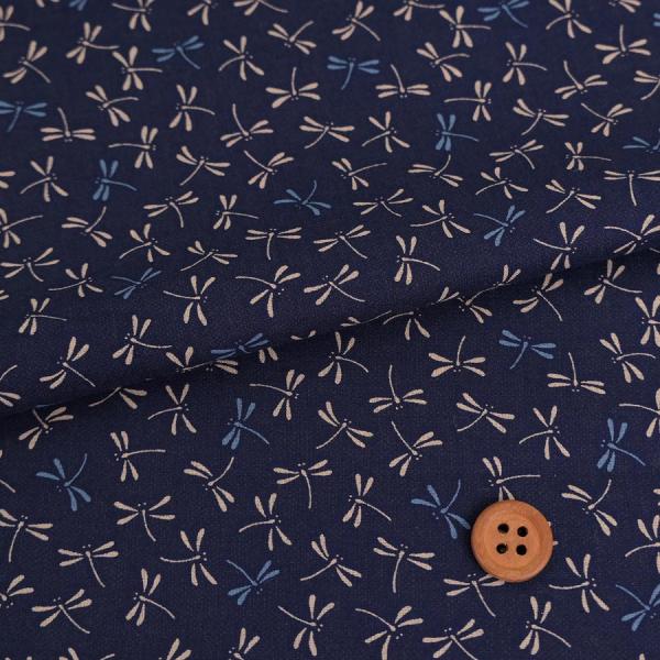 和柄コットン生地 とんぼ柄(紺色) 10cm単位 切り売り