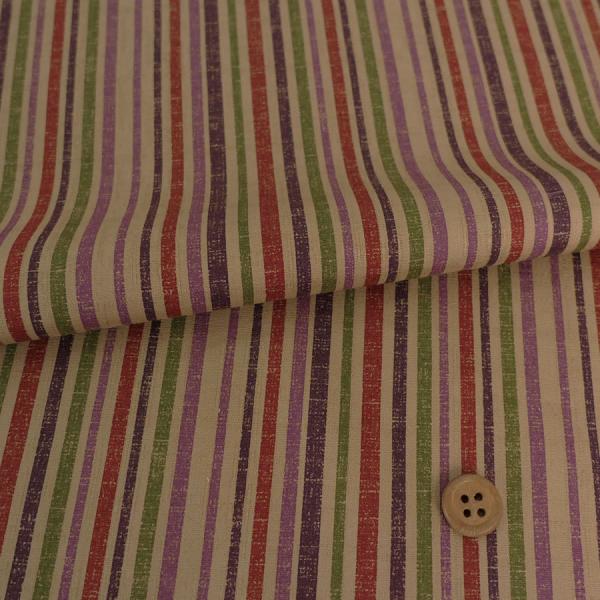 和柄コットン生地 多色の滝筋縞模様(ベージュ) 10cm単位 切り売り