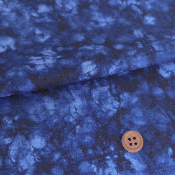 和柄コットン生地 しぼり染め風ぼかし柄(藍色) 10cm単位 切り売り
