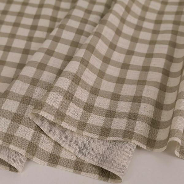 麻みたいなコットン生地 チェック柄 (グレージュ) 10cm単位 切り売り