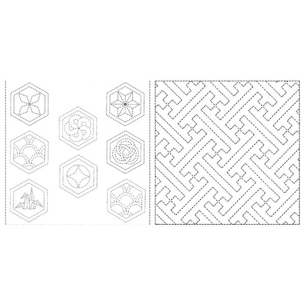 刺し子布 花ふきん (寄せ柄/さや型) 白