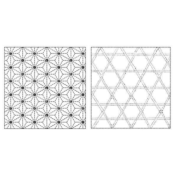 刺し子布 花ふきん (麻の葉/籠目) 白