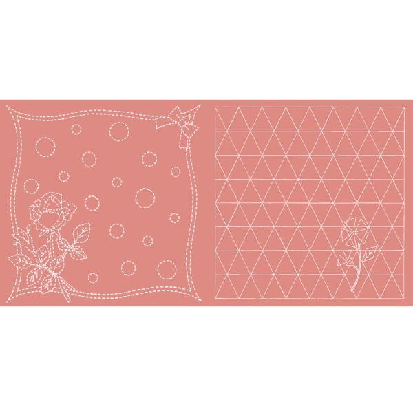 刺し子布 花ふきん (バラとリボン/なでしこの花) ローズ