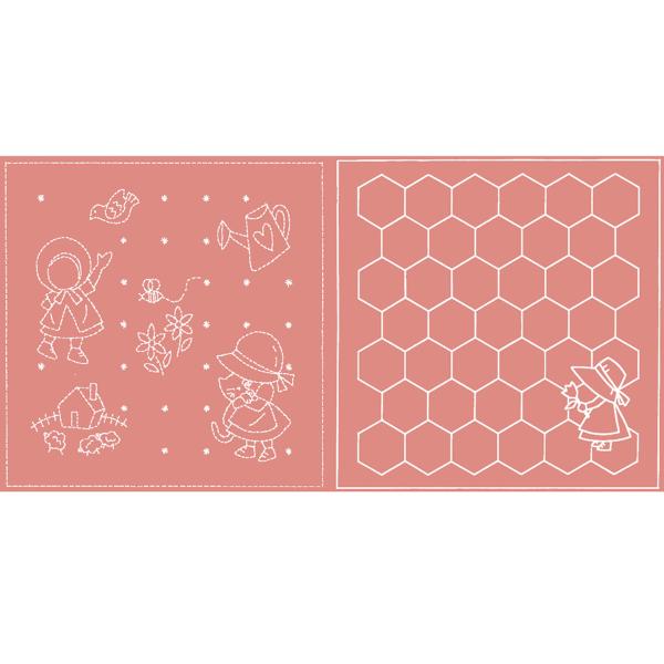 刺し子布 花ふきん (スー/ハニカム) ローズ