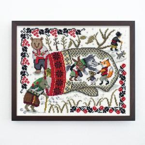 クロスステッチキット・ヨーロッパの風景 マロニエ色づくパリの街 : 布