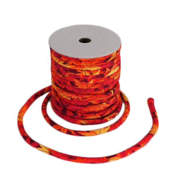 ちりめん丸ひも・柄・4ミリ(実寸約4-6ミリ)もみじ・赤 10cm単位 切り売り