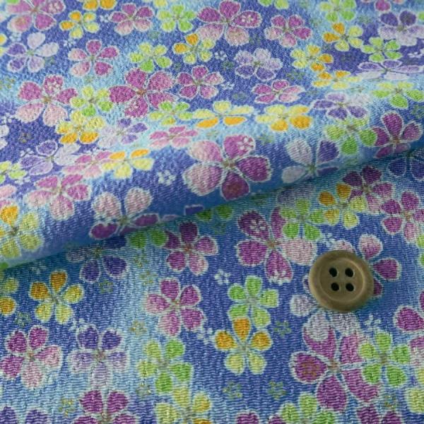 ちりめん生地・桜の宴(水色) 10cm単位 切り売り