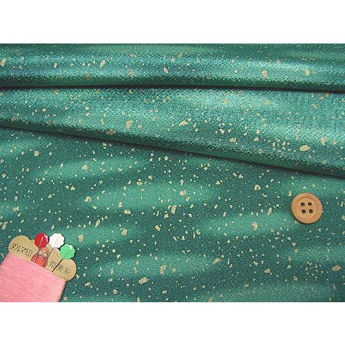 ちりめん生地・かすみに金あられ(緑) 10cm単位 切り売り