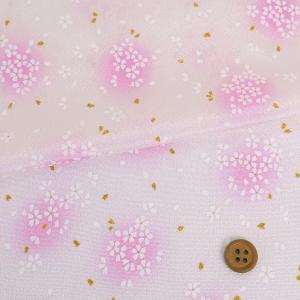 ちりめん生地・桜灯り(白) 10cm単位 切り売り