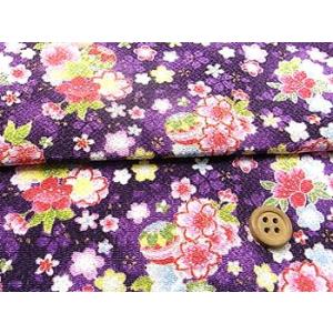 ちりめん生地・桜姫手まり(紫) 10cm単位 切り売り