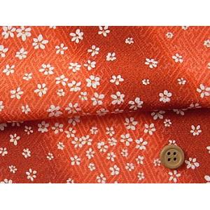ちりめん生地・さやがたに白桜(朱赤) 10cm単位 切り売り