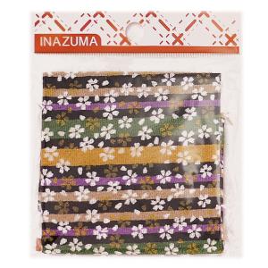 ちりめんカットクロス・彩り縞に小桜(黒/緑) 2...の商品画像