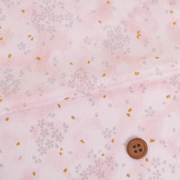 ちりめん生地 干支向き 淡いぼかしに銀桜 (サーモンピンク) 10cm単位 切り売り