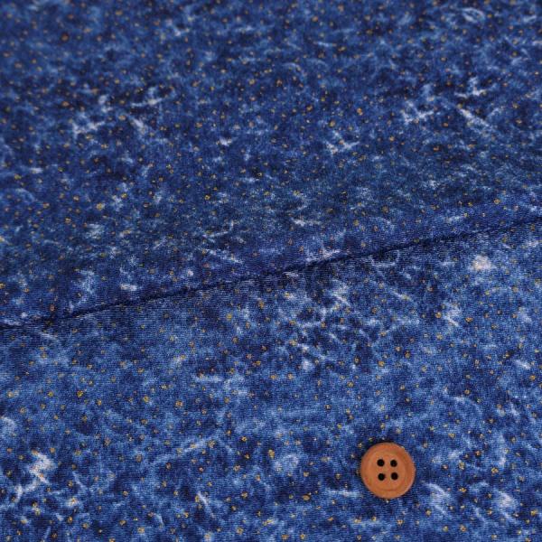 小幅ちりめん生地 干支向き むら染めに金彩(青) 10cm単位 切り売り