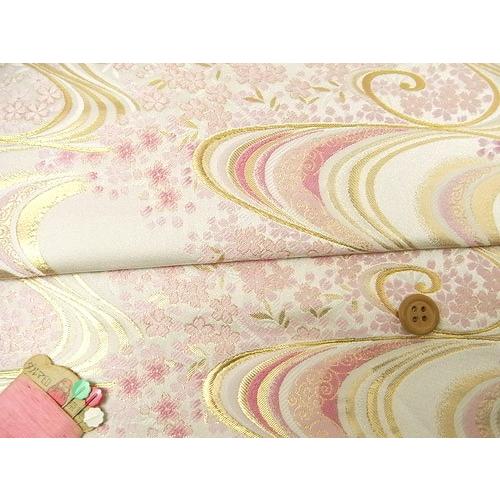 金襴生地(金らん)明桜流水(白) 10cm単位 切り売り