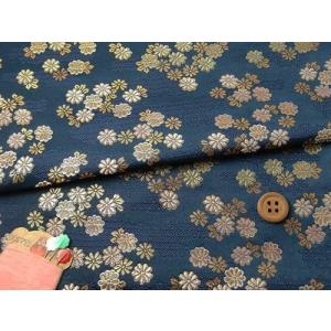 金襴生地(金らん)野菊(紺) 10cm単位 切り売りの詳細画像1