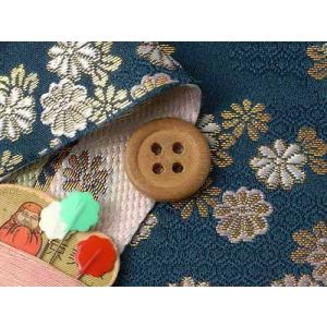 金襴生地(金らん)野菊(紺) 10cm単位 切り売りの詳細画像2