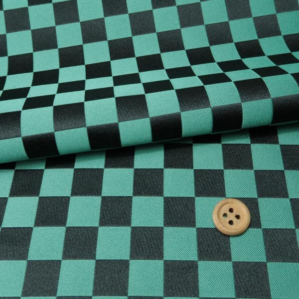 西陣織物 市松柄・小/1.8cm角(黒/緑) 10cm単位 切り売り