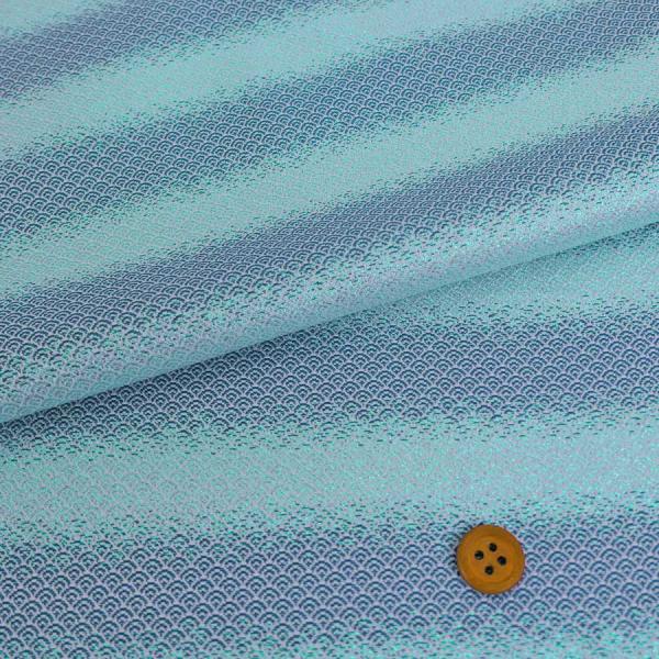 金襴生地(金らん) 干支向き 段ぼかし小さな青海波(青) 10cm単位 切り売り