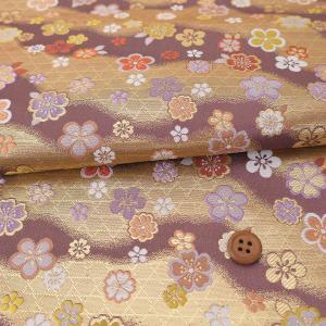 金襴生地(金らん) かごめ霞に梅桜(藤ねず) 1...の商品画像