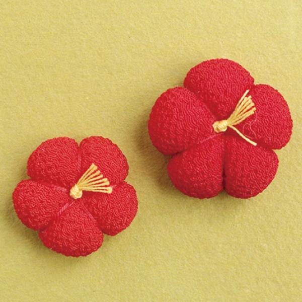 ちりめんパーツ 梅（赤）