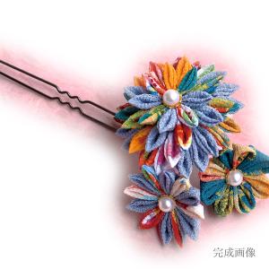 つまみ細工キット 花しごと27/和モダンの花かんざし(丸つまみ、剣つまみ応用編)｜nunogatari