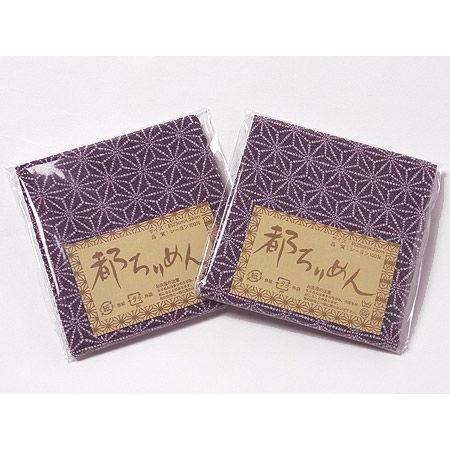 ちりめんカットクロス・点描麻の葉（古代紫）23×33cm