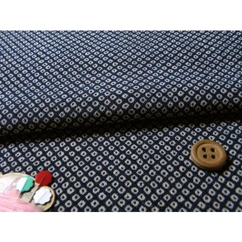 古布調一越ちりめん・かのこしぼり柄(黒紺) 10cm単位 切り売り