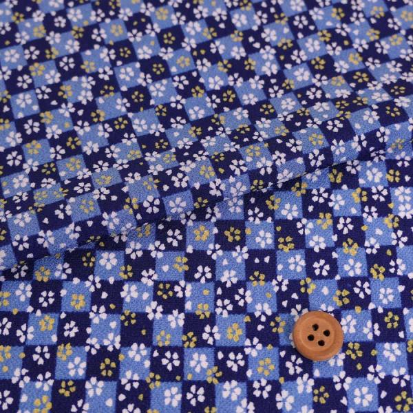 一越ちりめん生地 市松小桜(青) 10cm単位 切り売り