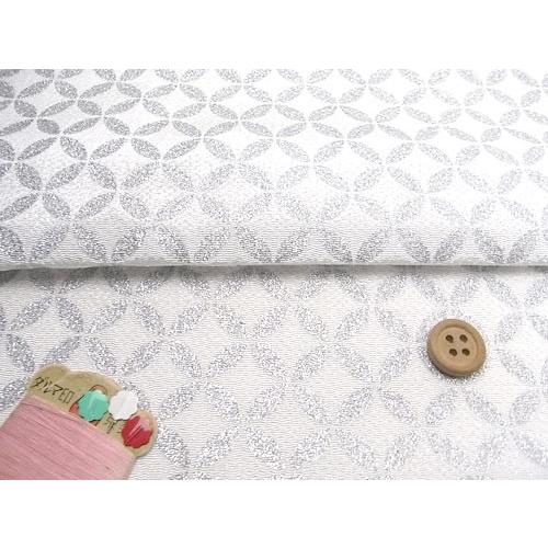 ちりめん生地・金銀七宝つなぎ(白/銀) 10cm単位 切り売り