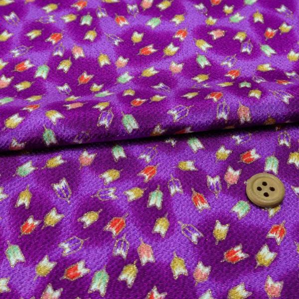 ちりめん生地 ぼかしに小さな矢羽根(紫) 10cm単位 切り売り