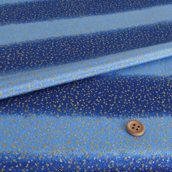 ちりめん生地 段ぼかしに金銀ふぶき(青) 10cm単位 切り売り