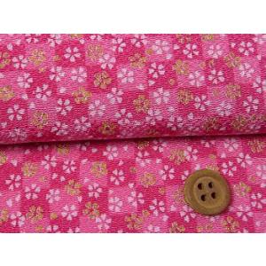 ちりめん生地・市松小桜(ピンク) 10cm単位 切り売り