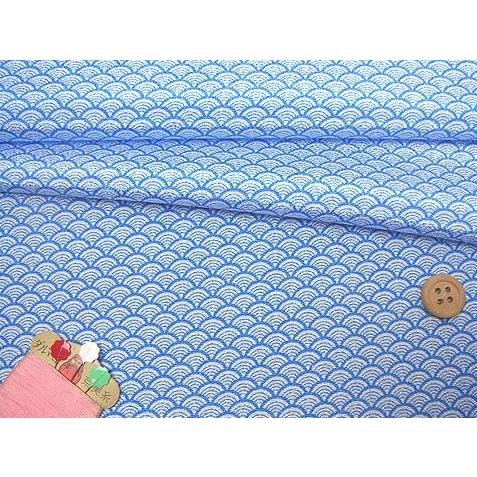 ちりめん生地・青海波(青) 10cm単位 切り売り