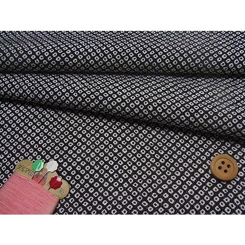 ちりめん生地・疋田しぼり(黒) 10cm単位 切り売り